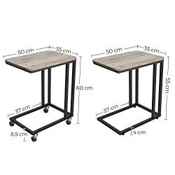 Sidebord - C-formet laptop bord til sofa og seng - gr� beige (greige)