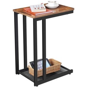 Sidebord - C-formet computerbord til sofa og seng - rustik brun