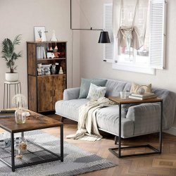 Sidebord i industrielt design til sofa eller seng - rustik brun