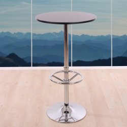 Cafebord - rundt cafebord med hjdejusterbar fodsttte p  60 cm ~ sort