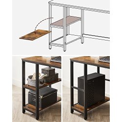 Skrivebord med 2 hylder - computerbord - rustik brun 120x60x75