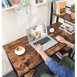 Skrivebord med 3 hylder - computerbord - rustik brun 120x60x120