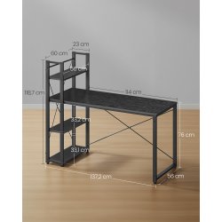 Skrivebord med reol - computerbord - sort 137,2 x 60 x 118,7