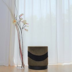 Puf - brun og sort velour Ekko puf E2 model - Ekko puf fra OBUZI