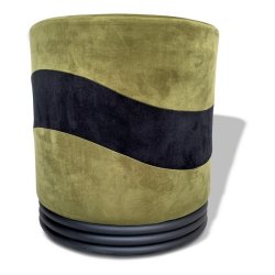 Puf - grn og sort velour Ekko puf E1 model - Ekko puf fra OBUZI