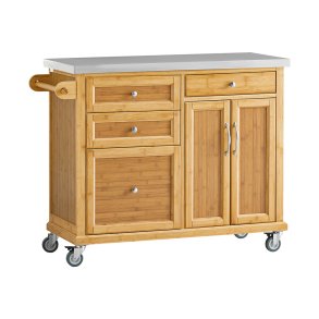 Kkken p hjul, kkkenvogn med skuffer, brun 115x46x92