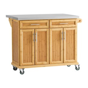 Kkken p hjul, kkkenvogn med skuffer, brun 115x46-71x92