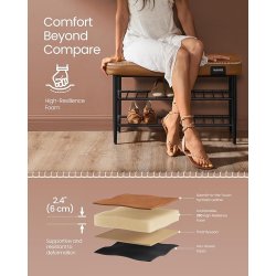 Opbevaringsbnk - siddebnk med skohylder - brun 30 x 80 x 50