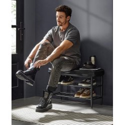 Opbevaringsbnk - siddebnk med skohylder - sort 30 x 80 x 50