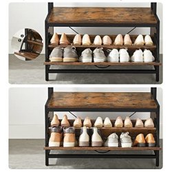 Garderobestativ med knagerkke og skostativ - rustik brun