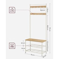 Garderobestativ med knager�kker og skohylder - egetr� og hvid