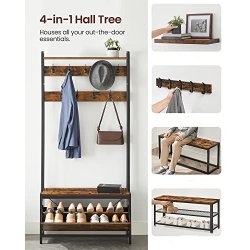 Garderobestativ med knagerkke og skostativ - rustik brun