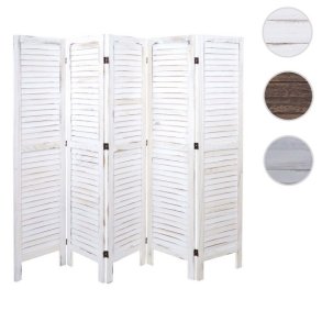 Skillev�g i antik vintage hvid tr� - rumdeler/foldesk�rm 170 x 200 cm