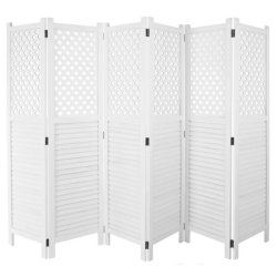 Foldesk�rm - hvid foldbar sk�rmv�g/skillev�g med ornamenter 170 x 240 cm