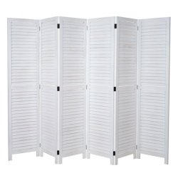 Foldbar skrmvg i tr - flytbar hvid rumdeler skrm 170 x 240 cm