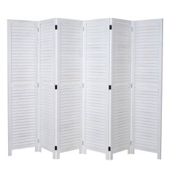 Foldbar skrmvg i tr - flytbar hvid rumdeler skrm 170 x 240 cm