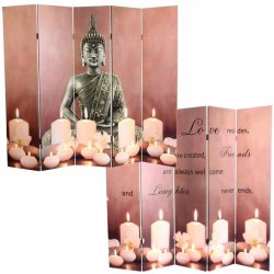 Rumdeler med LED-lys - skillev�g/foldev�g - Buddha Harmony 180 x 200 cm