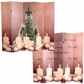 Rumdeler med LED-lys - skillev�g/foldev�g - Buddha Harmony 180 x 200 cm
