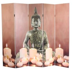 Rumdeler med LED-lys - skillev�g/foldev�g - Buddha Harmony 180 x 200 cm
