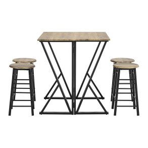 Spisebord med skamler, industrielt hjbord, brun 80x80x88