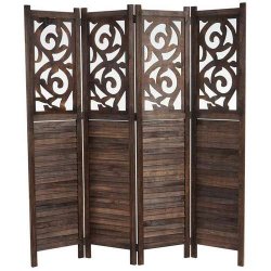 Sk�rmv�g - brun rumdeler/skillev�g med ornamenter 170 x 160 cm