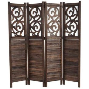 Sk�rmv�g - brun rumdeler/skillev�g med ornamenter 170 x 160 cm