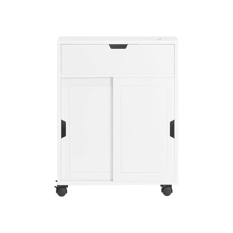 Badevrelsesskab p hjul, toiletskab skydedr, hvid 52x17x68