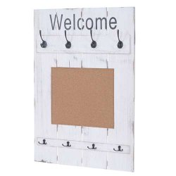 Garderobe med opslagstavle - knager�kke - antik hvid entrem�bel