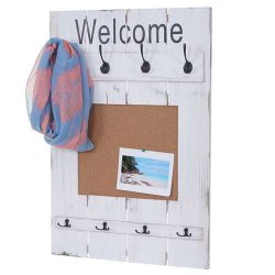 Garderobe med opslagstavle - knager�kke - antik hvid entrem�bel