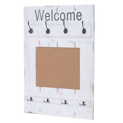 Garderobe med opslagstavle - knager�kke - antik hvid entrem�bel