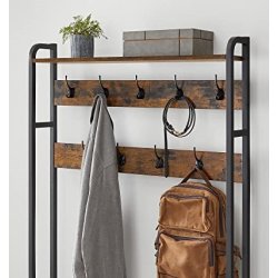 Garderobestativ med knagerkke og skostativ - rustik brun