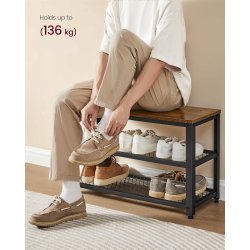 Garderobestativ - skobnk, knagerkke, hattehylde - rustik brun