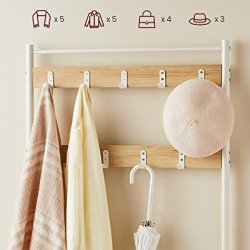 Garderobestativ med knager�kker og skohylder - egetr� og hvid