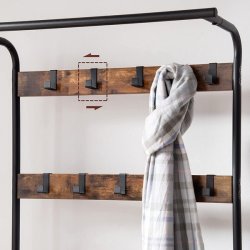 Garderobestativ med knagerkker og bjlestang - rustik brun