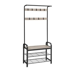 Garderobestativ med knager�kker og 2 skohylder - gr� beige