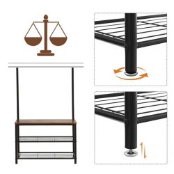 Garderobestativ med knagerkker og 2 skohylder - rustik brun