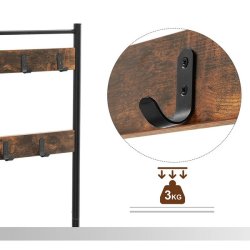 Garderobestativ med knagerkker og 2 skohylder - rustik brun
