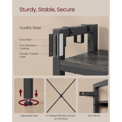 Garderobestativ stort 4-i-1 t�jstativ - gr� og sort 40x120x190