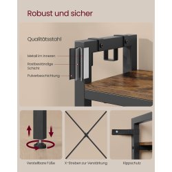 Garderobestativ stort 4-i-1 tjstativ - rustik brun 40x120x190