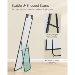 Helkropsspejl 150 x 40cm - rektangul�rt helfigur spejl - sort