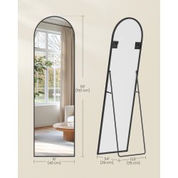 Helkropsspejl 150 x 40cm - gulvspejl - helfigur spejl - sort