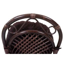 Gyngestol - brun rattan flet gyngestol med brun pude