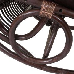 Gyngestol - brun rattan flet gyngestol med brun pude