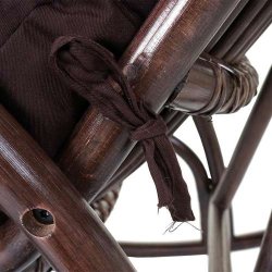 Gyngestol - brun rattan flet gyngestol med brun pude