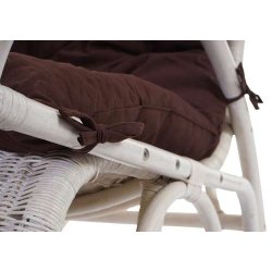 Gyngestol - hvid rattan flet gyngestol med brun pude
