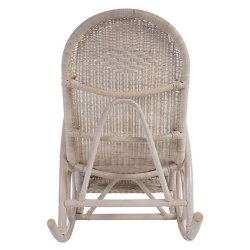 Gyngestol - hvid rattan flet gyngestol med brun pude