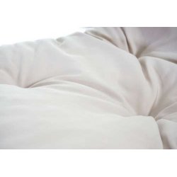 Gyngestol - hvid rattan flet gyngestol med creme hvid pude