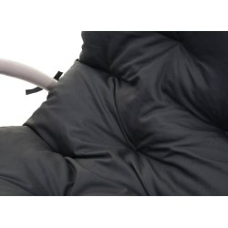 Gyngestol - hvid rattan flet gyngestol med gr� pude