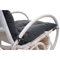 Gyngestol - hvid rattan flet gyngestol med gr� pude