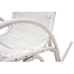 Gyngestol - hvid rattan flet gyngestol med gr� pude